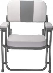 Pactrade Marine Folding Deck Chair White UV Resistant Vinyl Anodized Aluminum